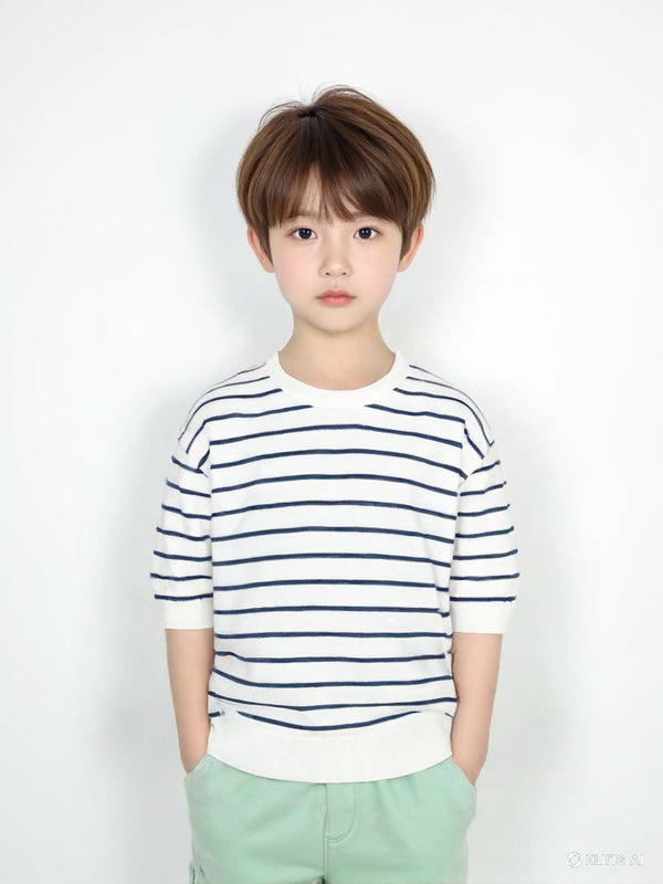 Mango Crew Neck with Blue Striped Boy Sweatshirt